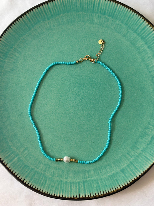 COASTAL DREAM BLUE BEADED NECKLACE