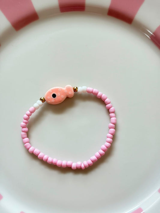 CORAL BLOSSOM PINK BEADED BRACELET