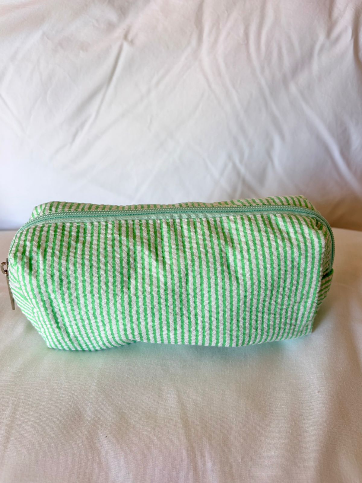MINT GREEN STRIPED PENCIL BAG