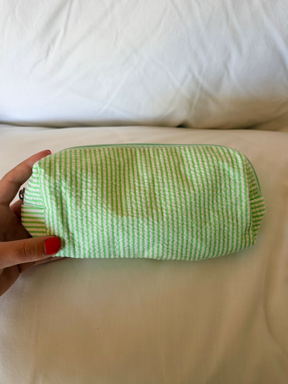 MINT GREEN STRIPED PENCIL BAG