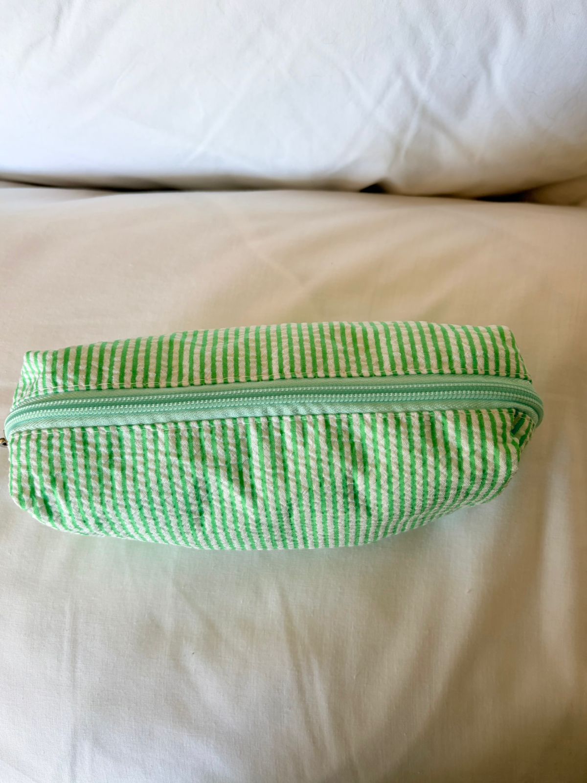 MINT GREEN STRIPED PENCIL BAG
